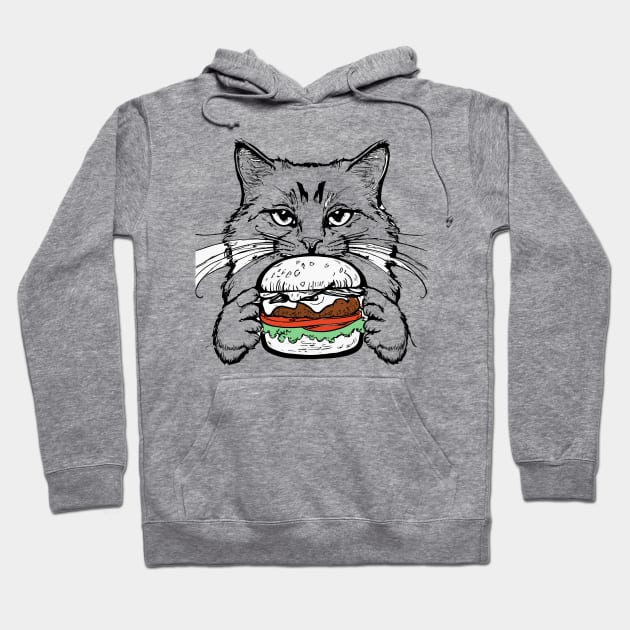 hungry, cute cat Hoodie by Ocin Design